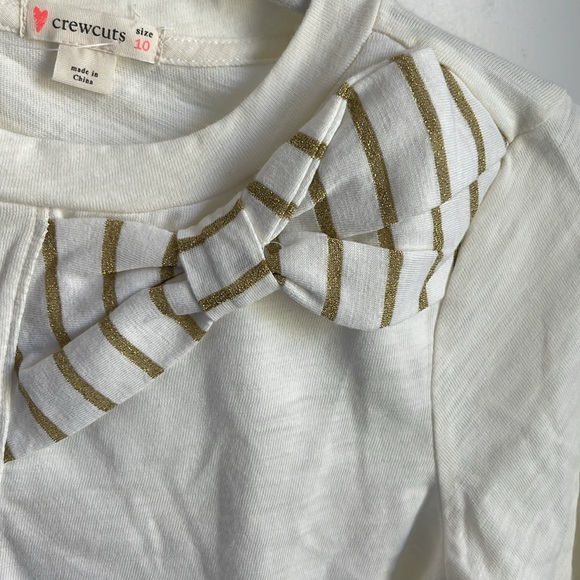Crewcuts girls long sleeve shirt with bow - color: off white, gold bow- size :10 - Picture 4 of 5